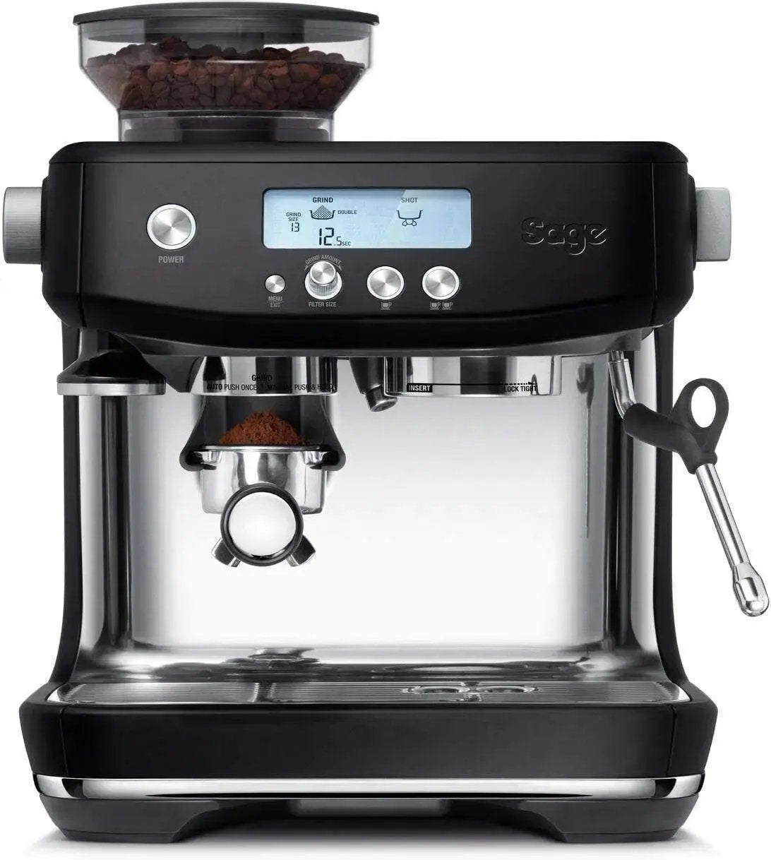 Sage Barista Pro SES878BTR Matt Schwarz Siebträgermaschine – Schnell, Intuitiv, Mühle, Milchaufschäumer