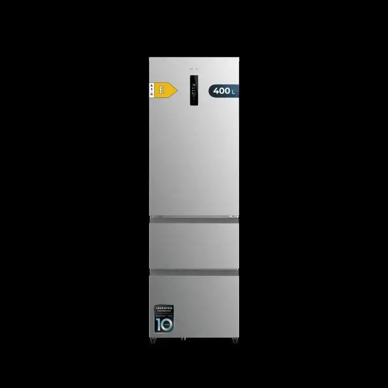 Cecotec Bolero CoolMarket Combi FD 400 Inox E Kühl-Gefrier-Kombination, 400L Total NoFrost Inverter